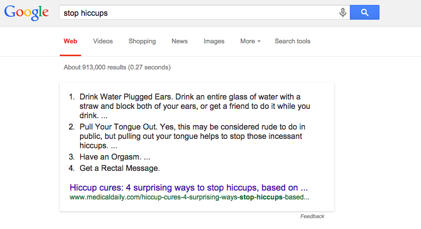 hiccups search results odd